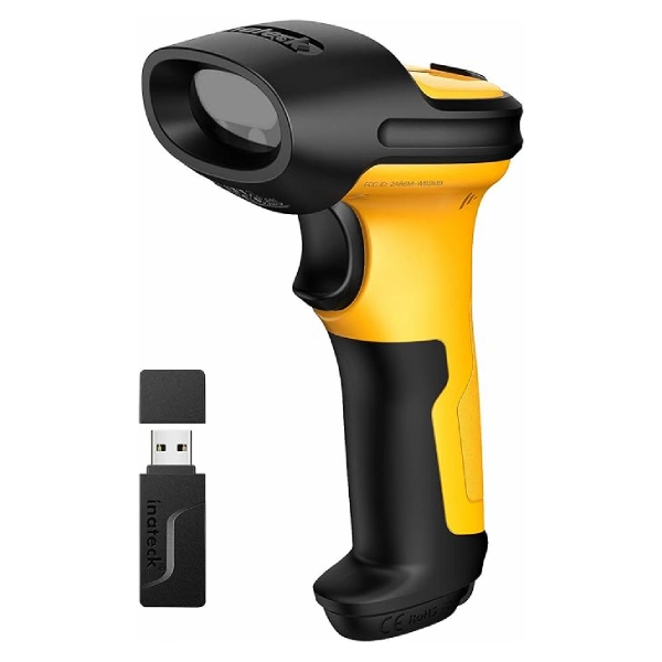 Inateck Barcode Scanner, Wireless Scanner, 2.4 GHz Adapter, 2600mAh Battery, 60M Range, Automatic Scanning, P6
